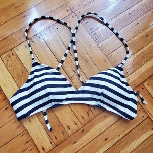 Jcrew striped French cross-back bikini top